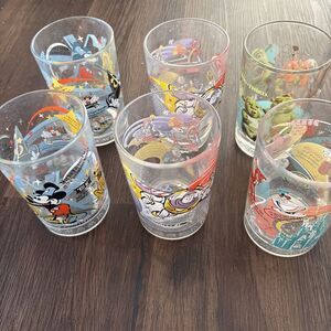 Walt Disney McDonalds 2002 100 Years of Magic Glasses Tumblers Set of 6 Vintage
